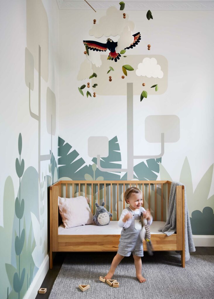 Maike-Design_Next-door-house-2-27 Maike Design nursery with hand made mobile and hand painted mural